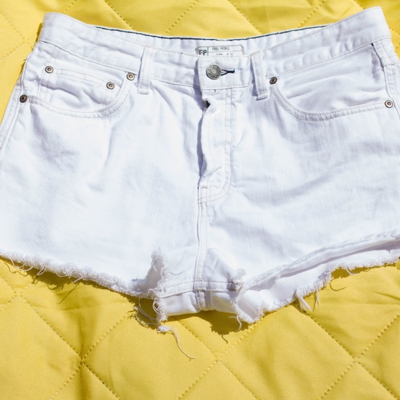 Free People Pants - Free People White Raw Edge Shorts